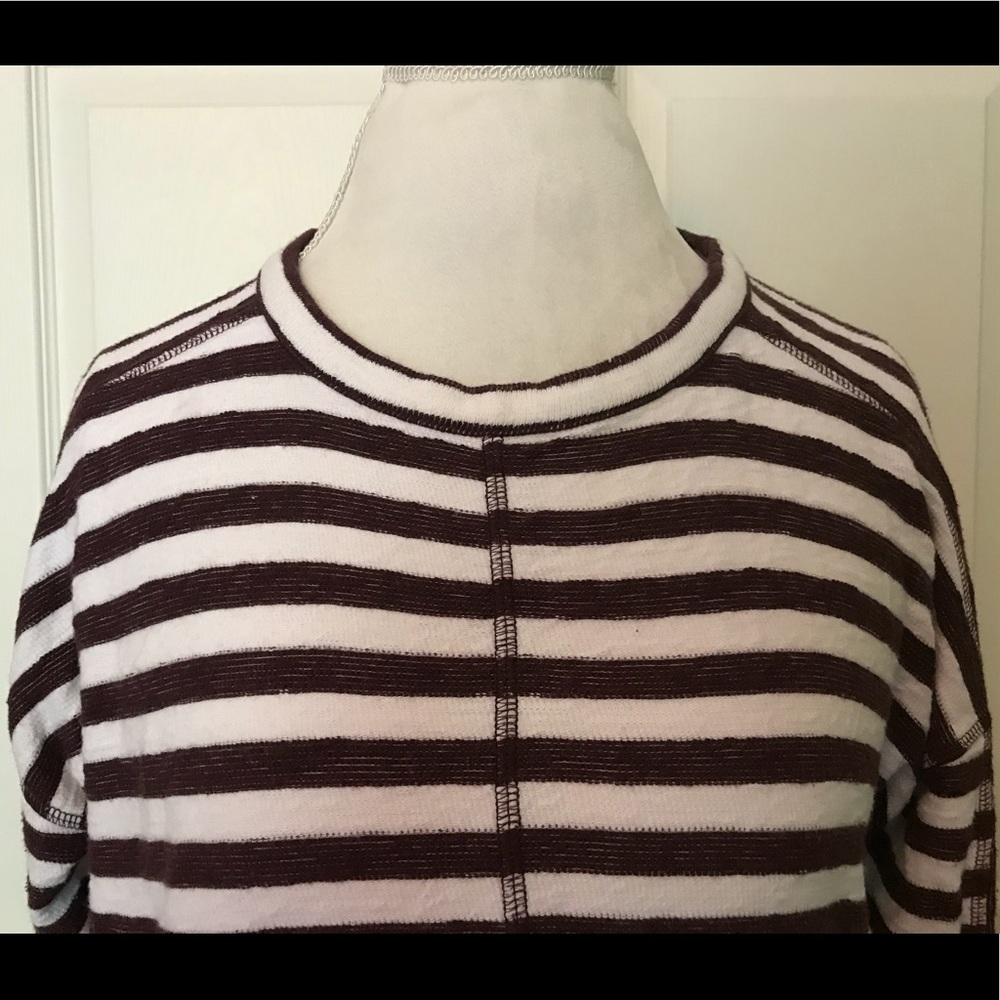 Madewell Maroon/White Striped Top - Picture 2 of 8